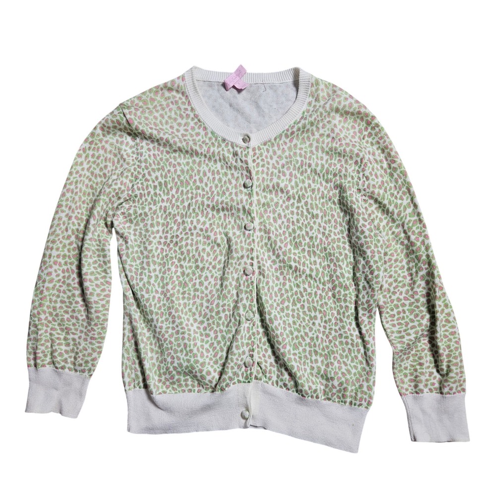 Lilly Pulitzer Womens Leopard Animal Print Cardigan Sweater S Cotton Grandmacore